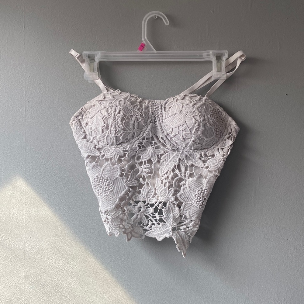 White lace crop top